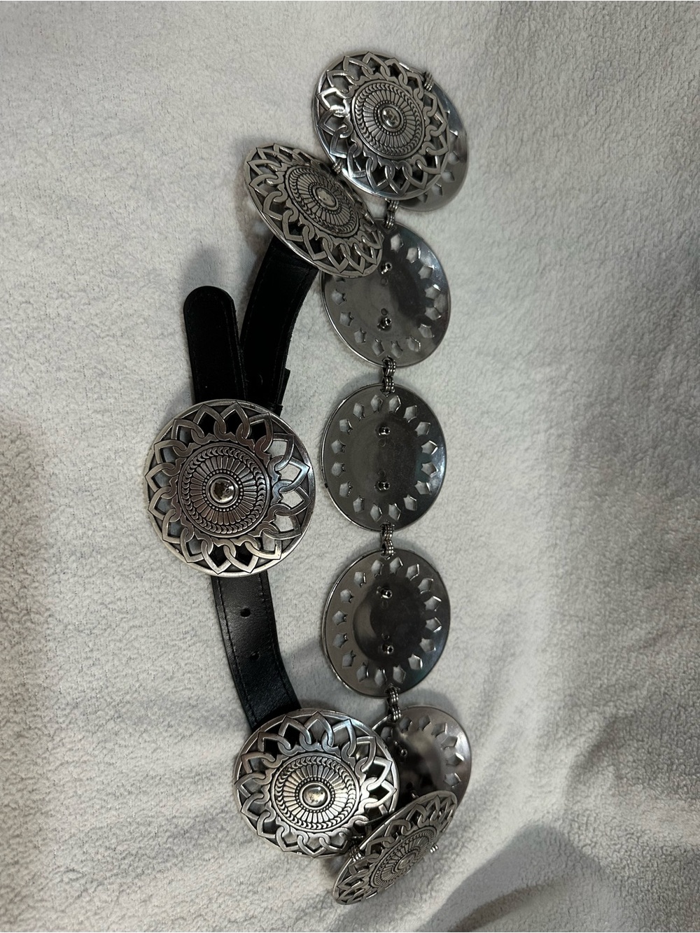 Black Western Concho Belt with Silver Medallions